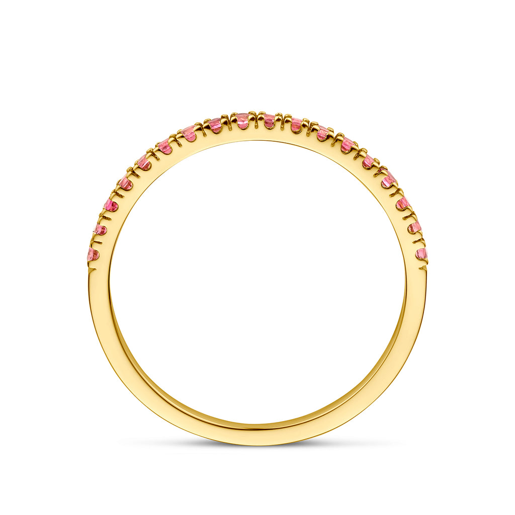 Ring met geboortesteen roze toermalijn oktober 14k geelgoud