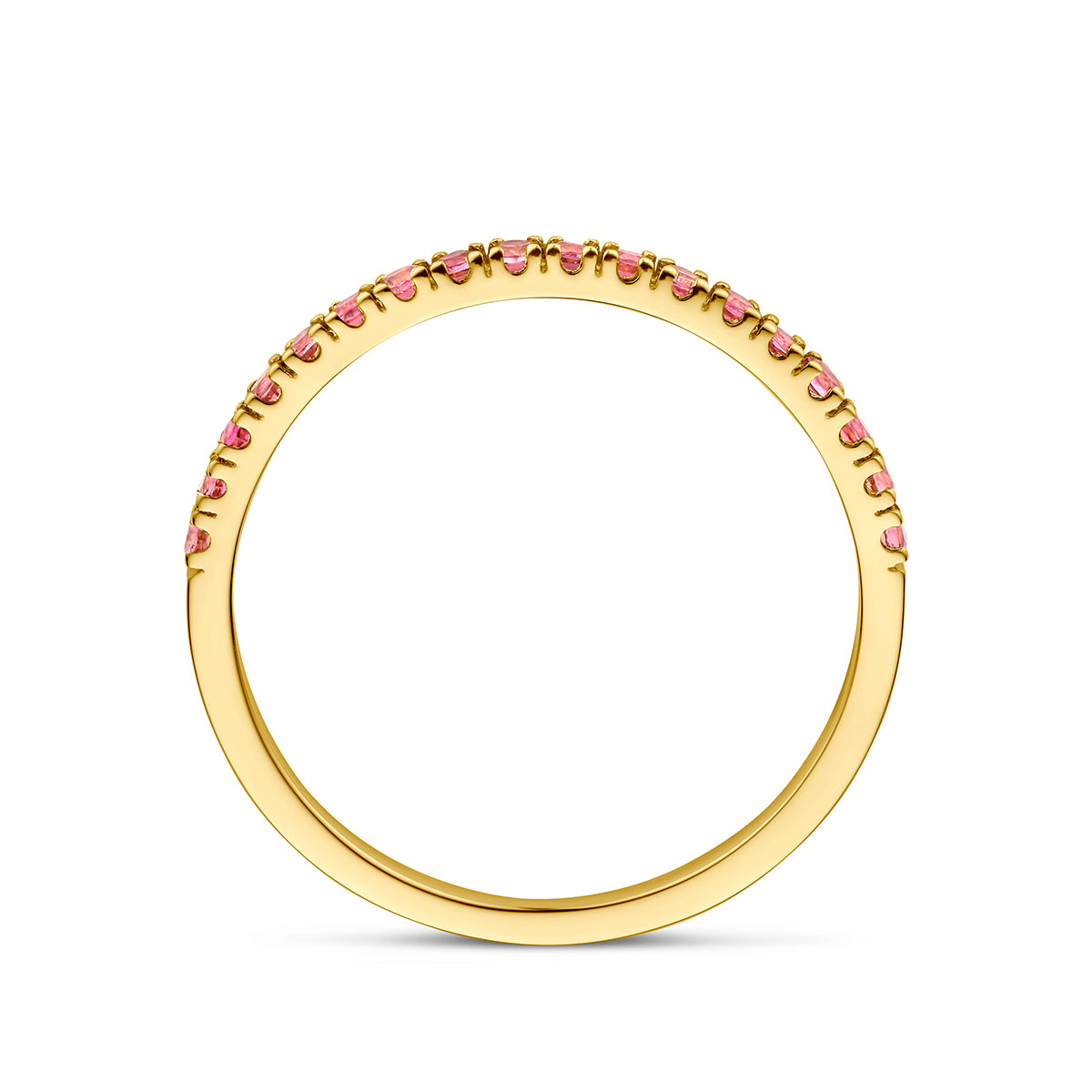 Ring met geboortesteen roze toermalijn oktober 14k geelgoud