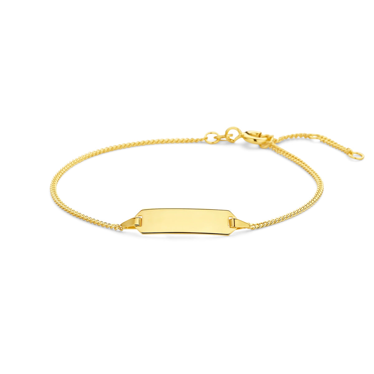 Graveerarmband plaat 5,3 mm 16,5 - 17,5 - 19 cm 14k geelgoud