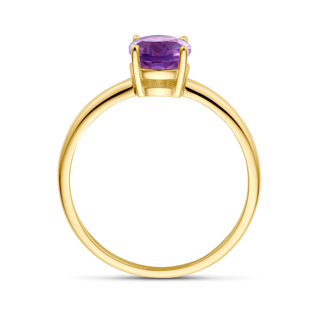 Ring amethist 14k geelgoud