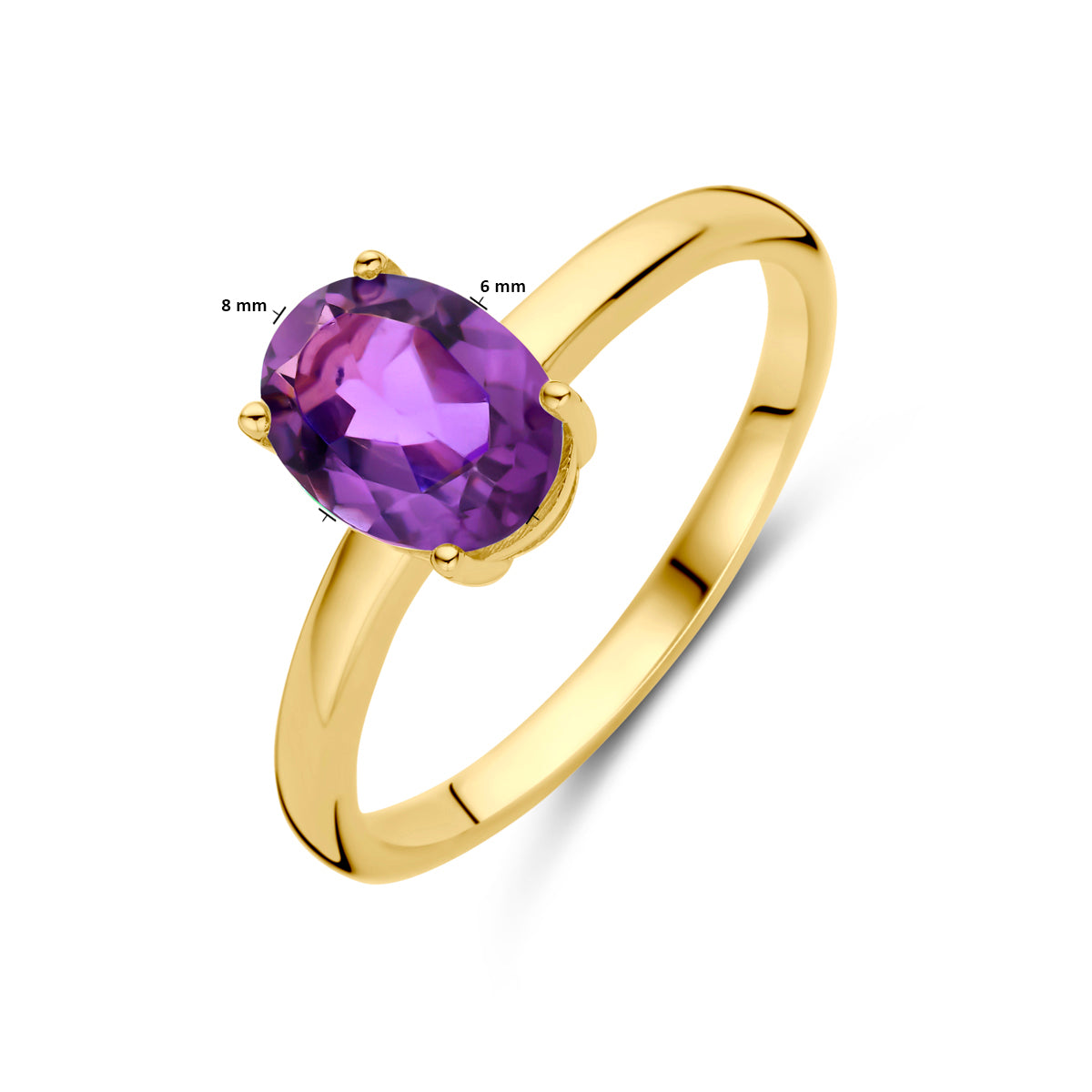 Ring amethist 14k geelgoud