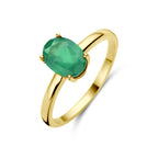 Ring groen agaat 14k geelgoud