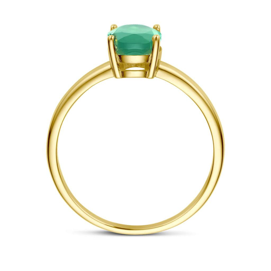 Ring groen agaat 14k geelgoud