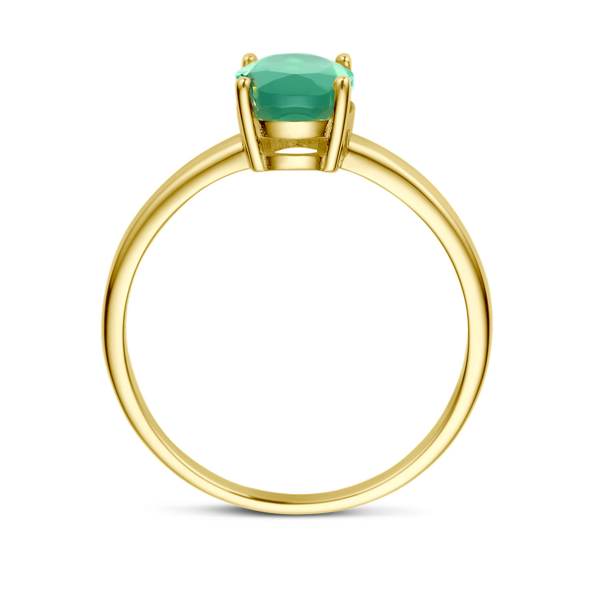 Ring groen agaat 14k geelgoud
