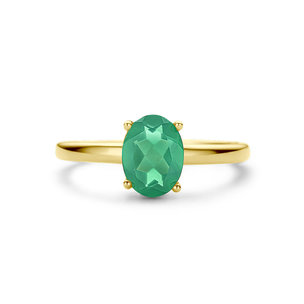 Ring groen agaat 14k geelgoud