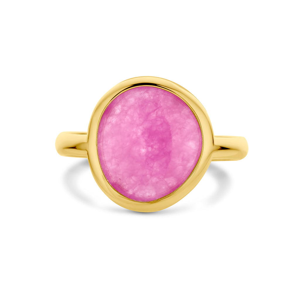 Ring fuchsia kwarts 14k geelgoud