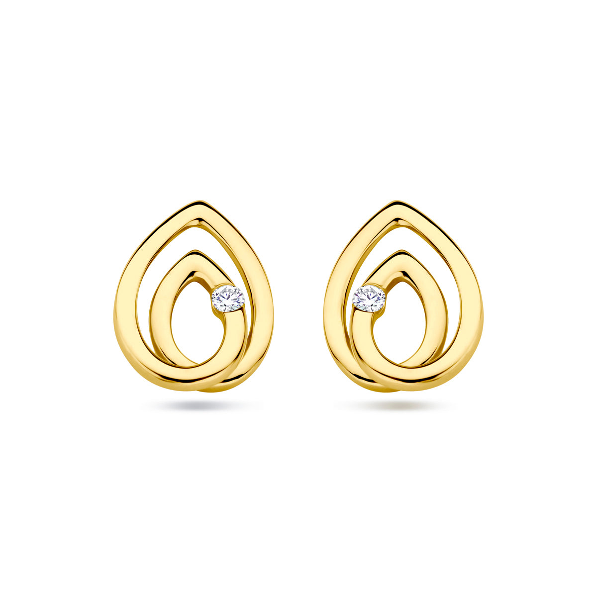 Oorknoppen diamant 0.03ct (2x 0.015ct) h si 14k geelgoud