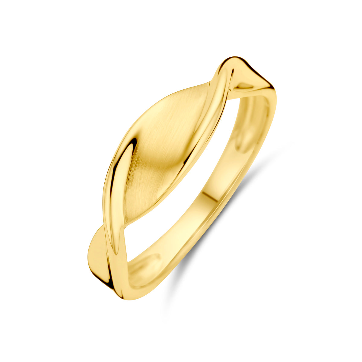 Ring poli/mat 14k geelgoud