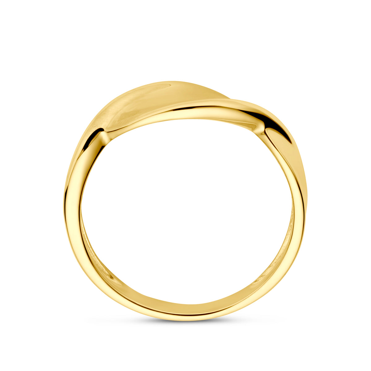 Ring poli/mat 14k geelgoud