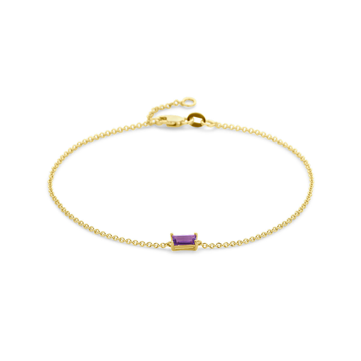 Armband amethist 16,5 - 18 cm 14k geelgoud