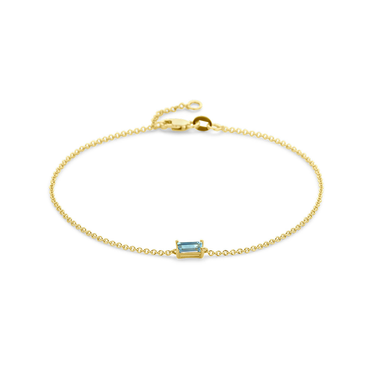 Armband blauw topaas 16,5 - 18 cm 14k geelgoud