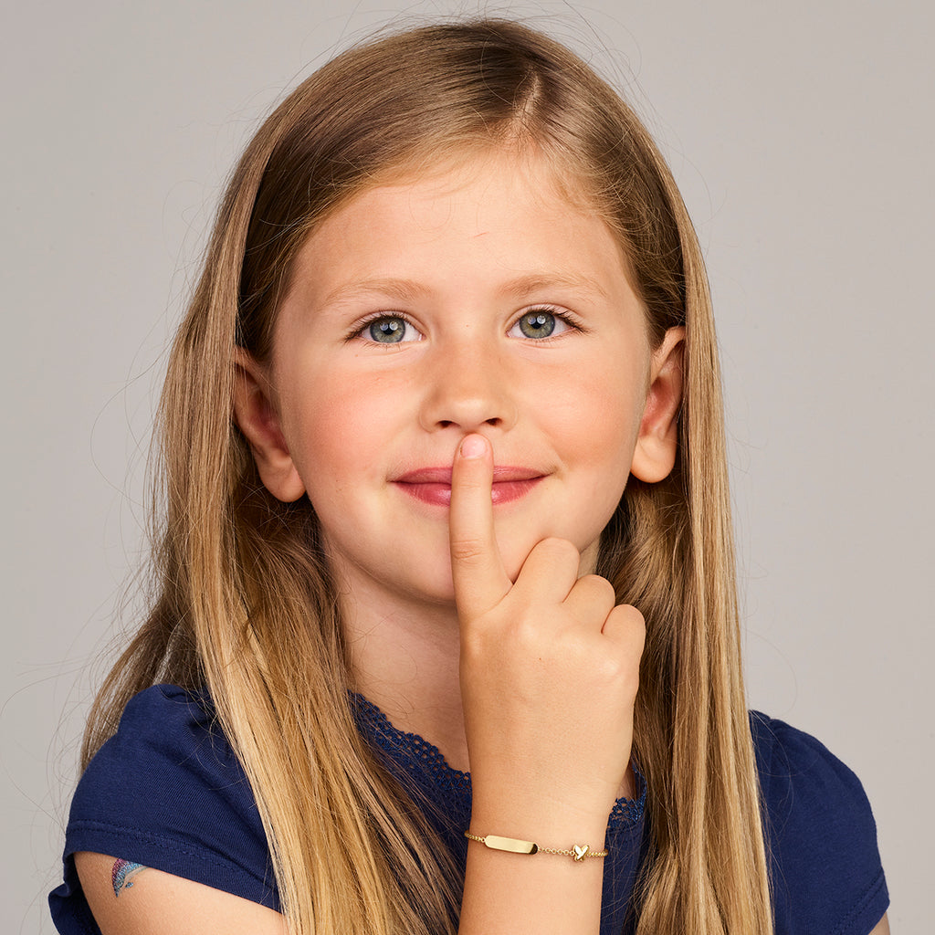 Graveerarmband vlinder plaat 3,5 mm 14k geelgoud