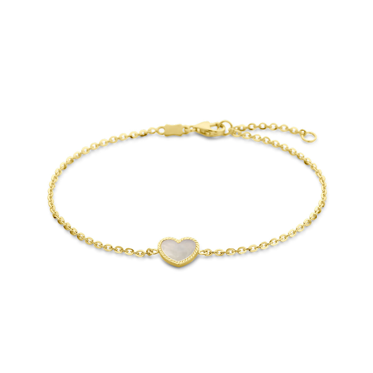 Armband hart parelmoer 16 - 18 cm 14k geelgoud