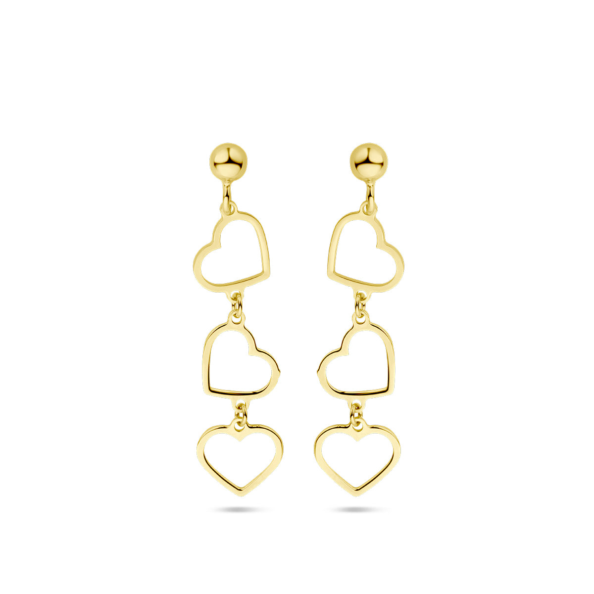 Oorhangers hartjes 14k geelgoud