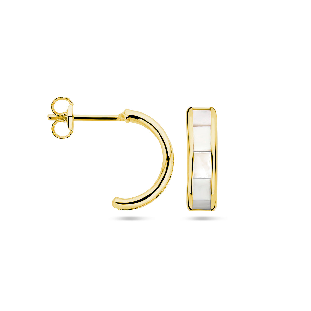 Stekeroorringen parelmoer 14k geelgoud