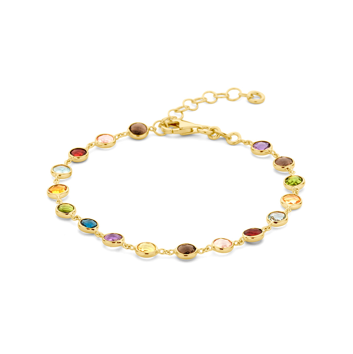 Armband natuurlijke kleurstenen 16 + 3 cm 14k geelgoud