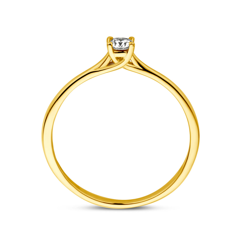 Aanzoeksring diamant 0.10ct h si 14k geelgoud