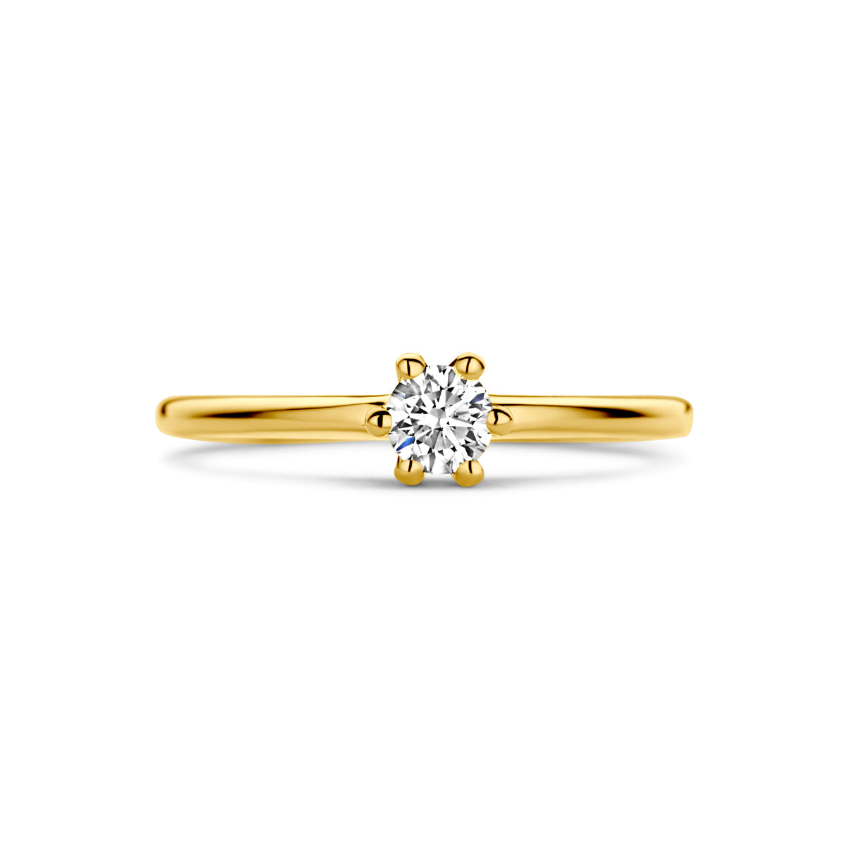 Aanzoeksring diamant 0.10ct h si 14k geelgoud