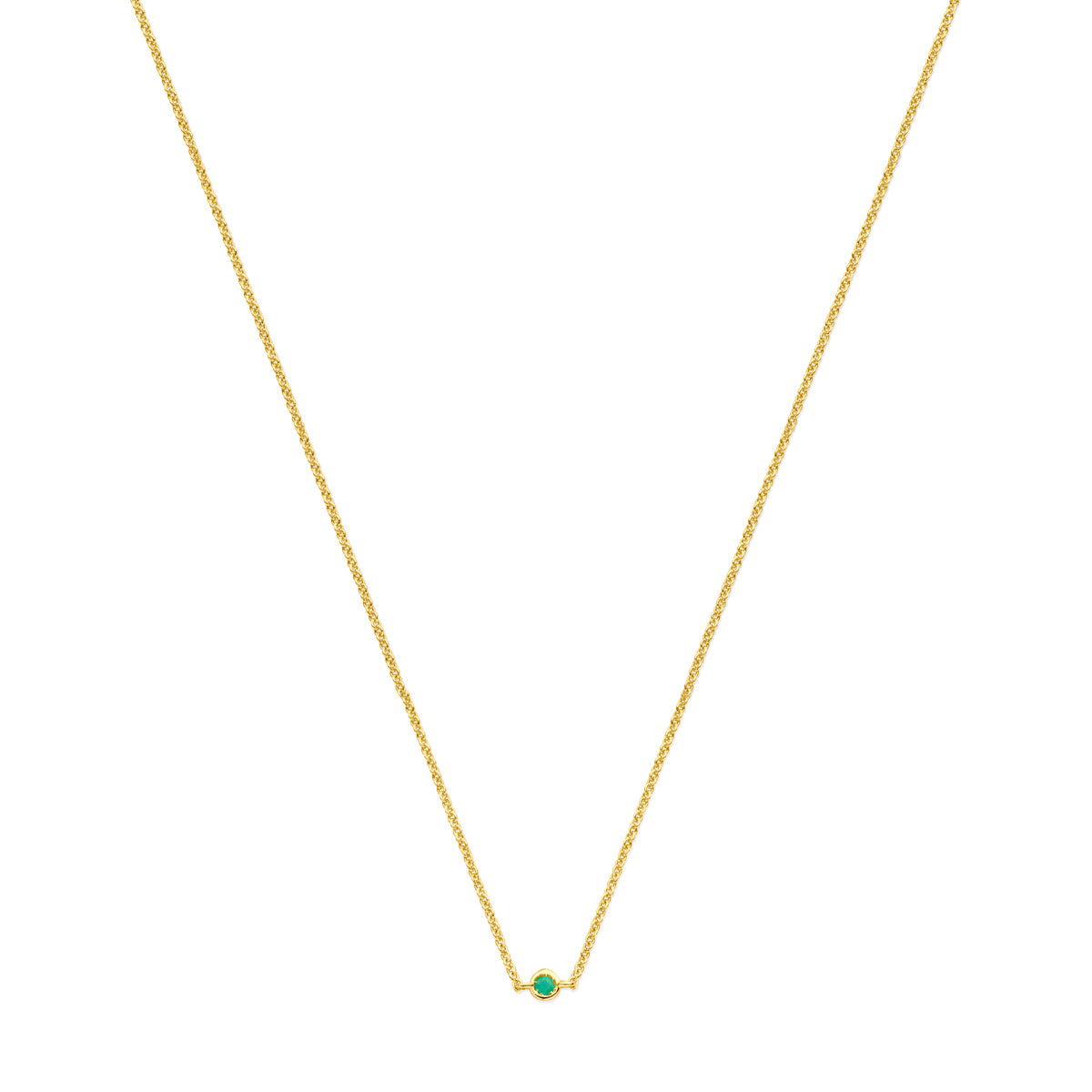Collier smaragd 41 - 43 - 45 cm 14k geelgoud