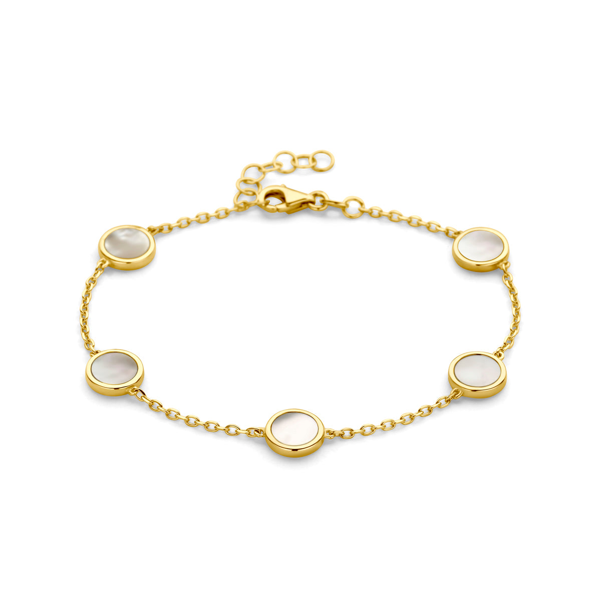 Armband parelmoer 16 + 2 cm 14k geelgoud