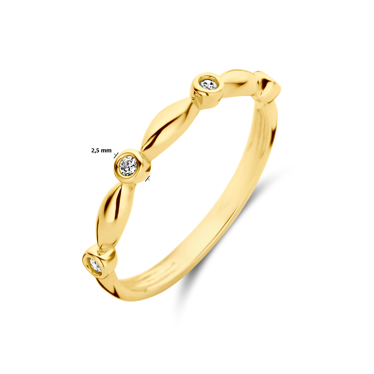 Ring zirkonia 14k geelgoud