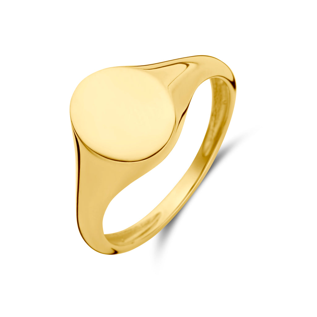 Graveerring ovaal 14k geelgoud