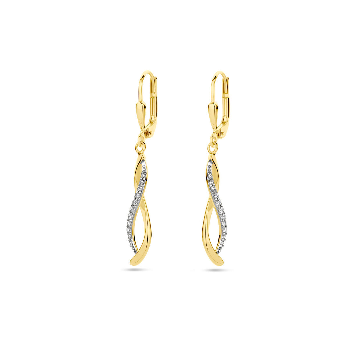 Oorhangers zirkonia 14k geelgoud