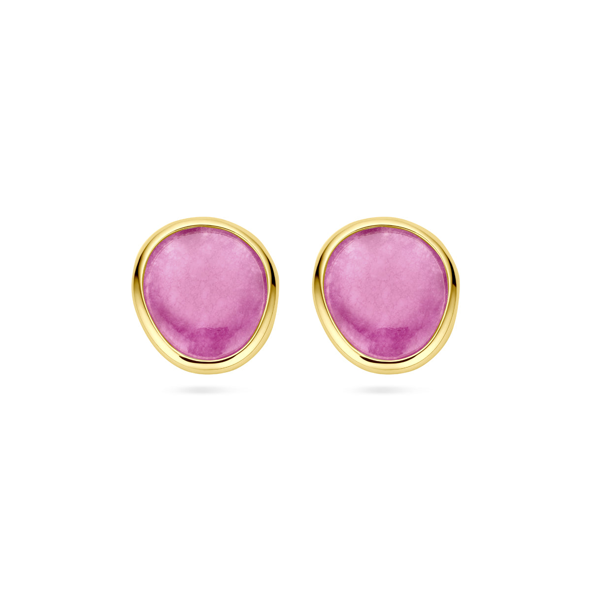 Oorknoppen fuchsia kwarts 14k geelgoud