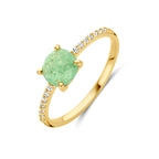 Ring aventurijn en zirkonia 14k geelgoud