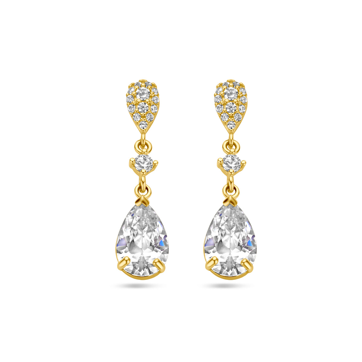 Oorhangers zirkonia 14k geelgoud