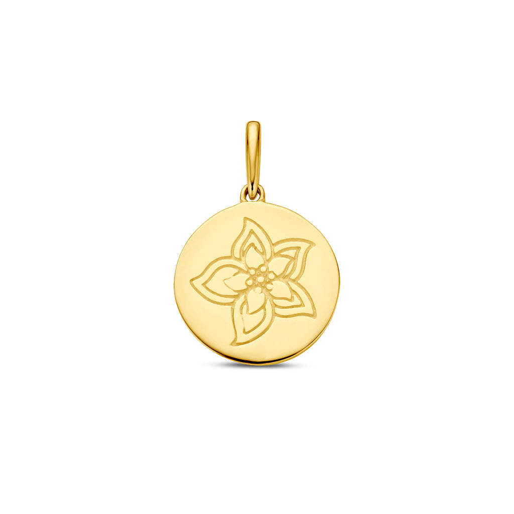 Hanger met geboortebloem 14k geelgoud