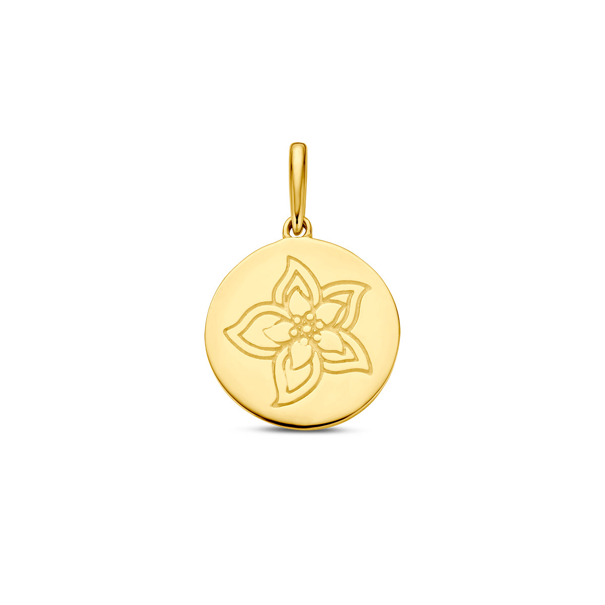 Hanger met geboortebloem 14k geelgoud