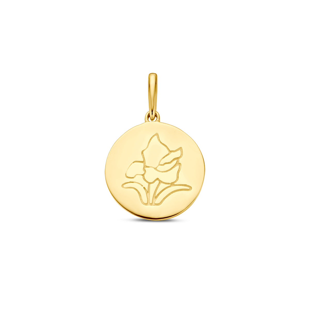 Hanger met geboortebloem 14k geelgoud