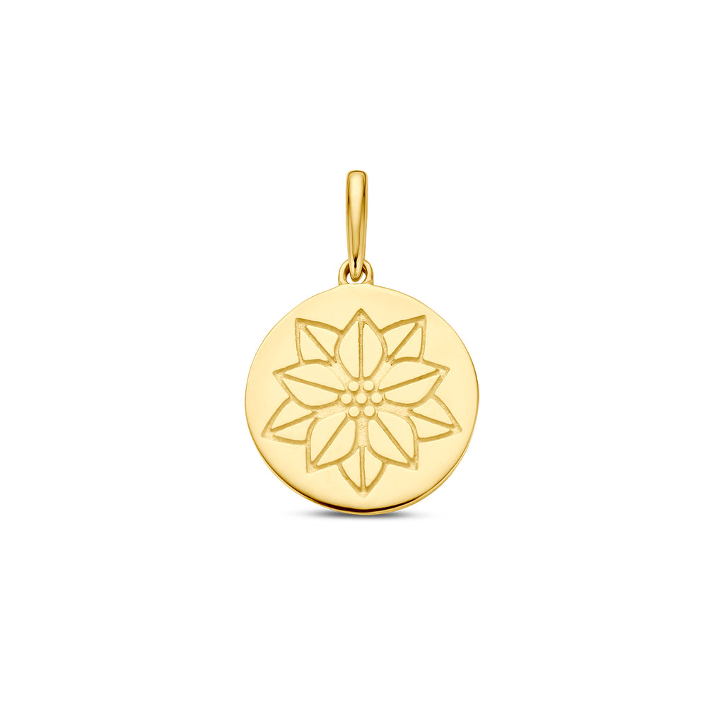 Hanger met geboortebloem 14k geelgoud