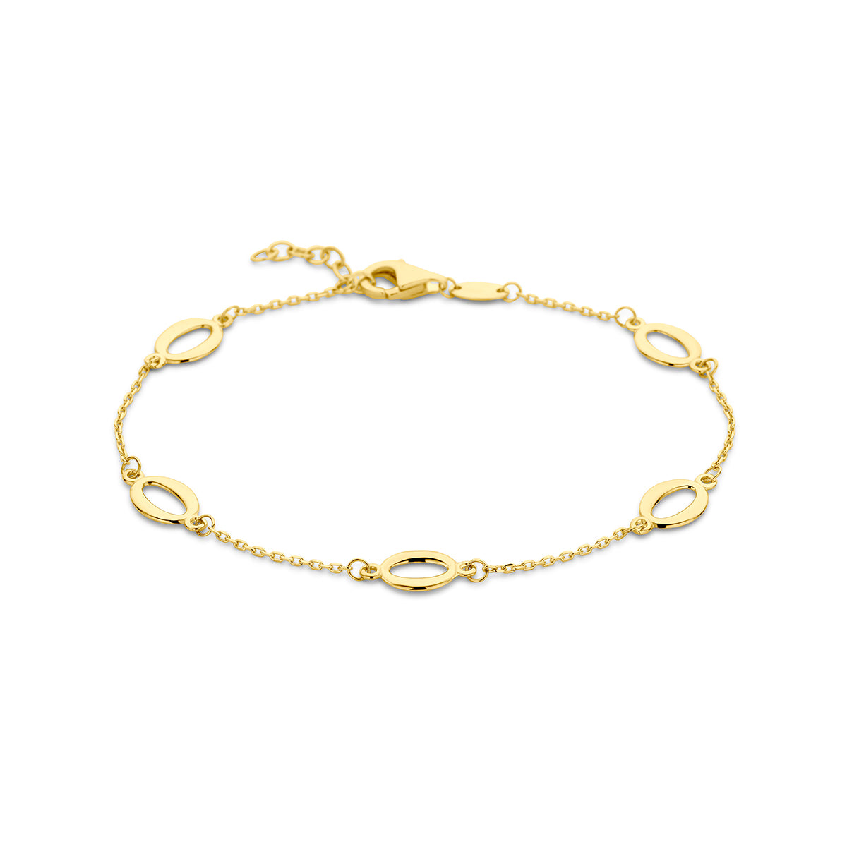 Armband ovaal 17 + 2 cm 14k geelgoud