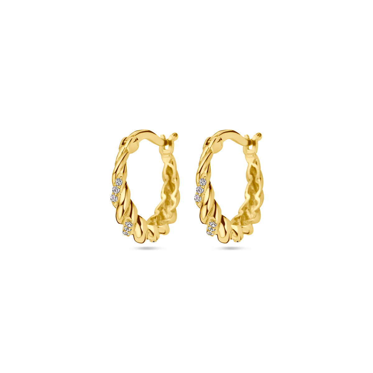 Oorringen zirkonia 14k geelgoud
