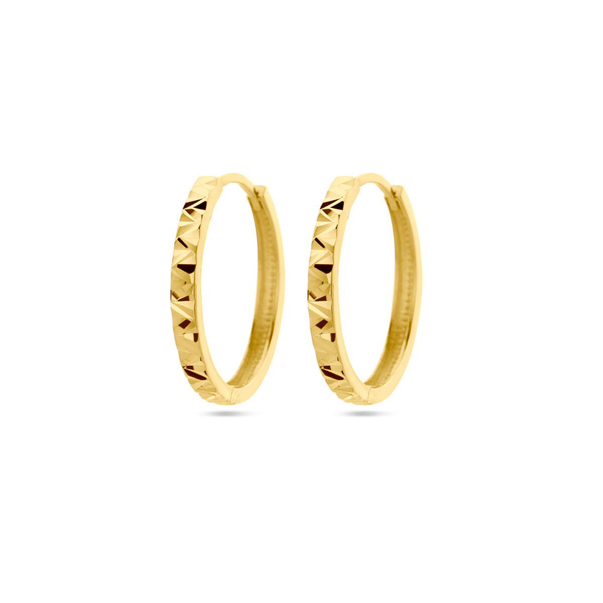 Klapoorringen gediamanteerd 14k geelgoud