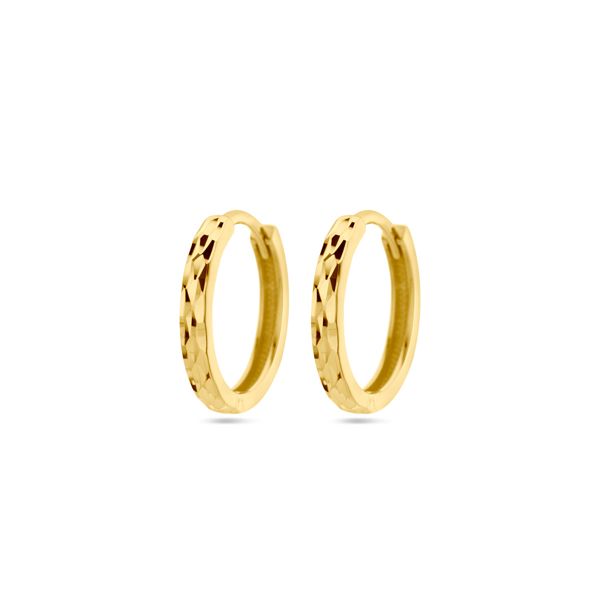 Klapoorringen gediamanteerd 14k geelgoud