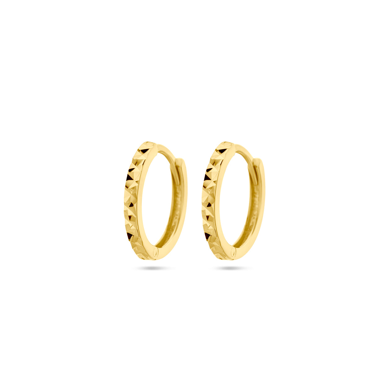 Klapoorringen gediamanteerd 14k geelgoud