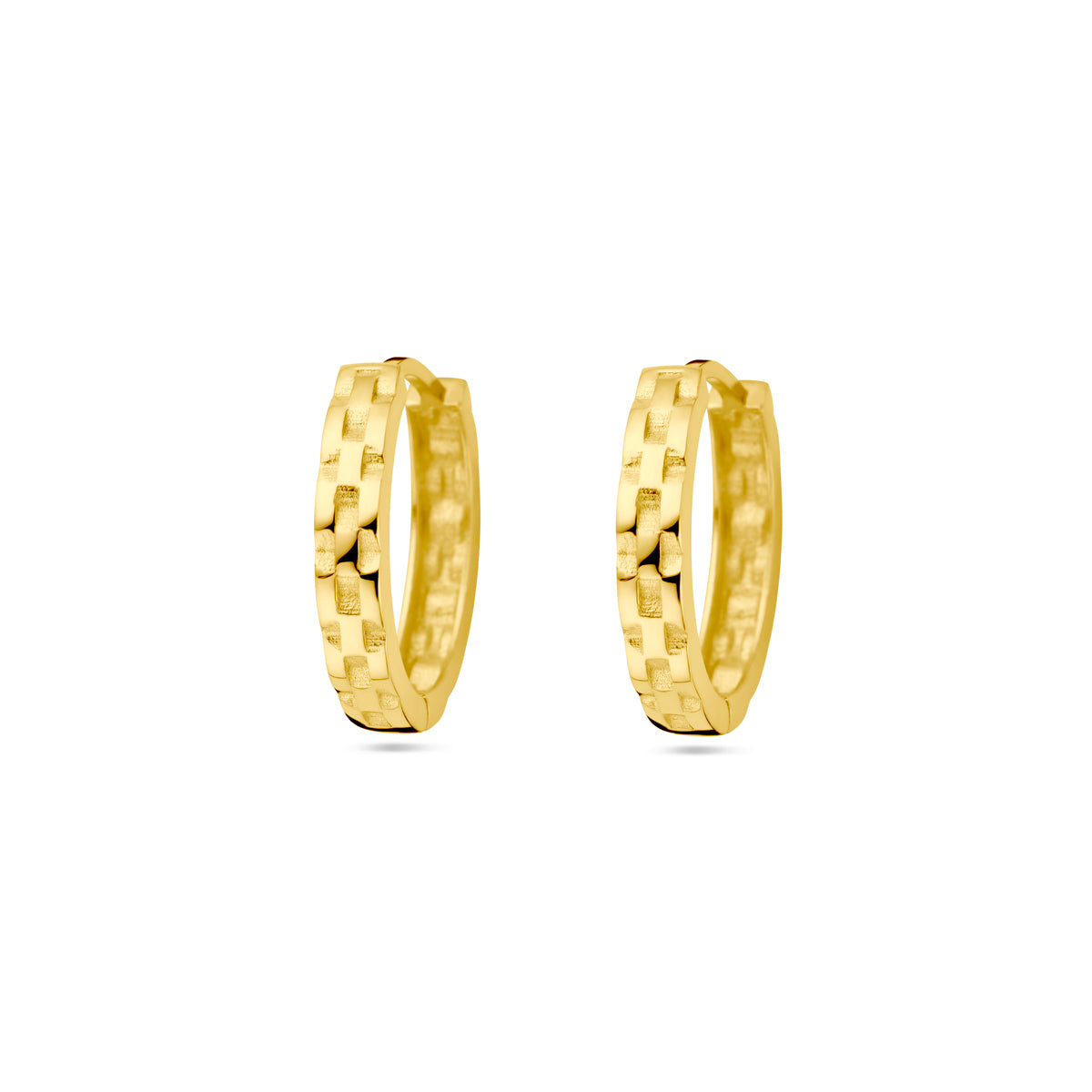 Klapoorringen schakelmotief 14k geelgoud