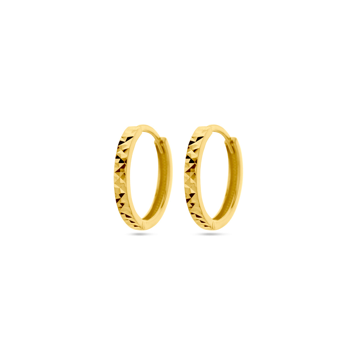 Klapoorringen gediamanteerd 14k geelgoud