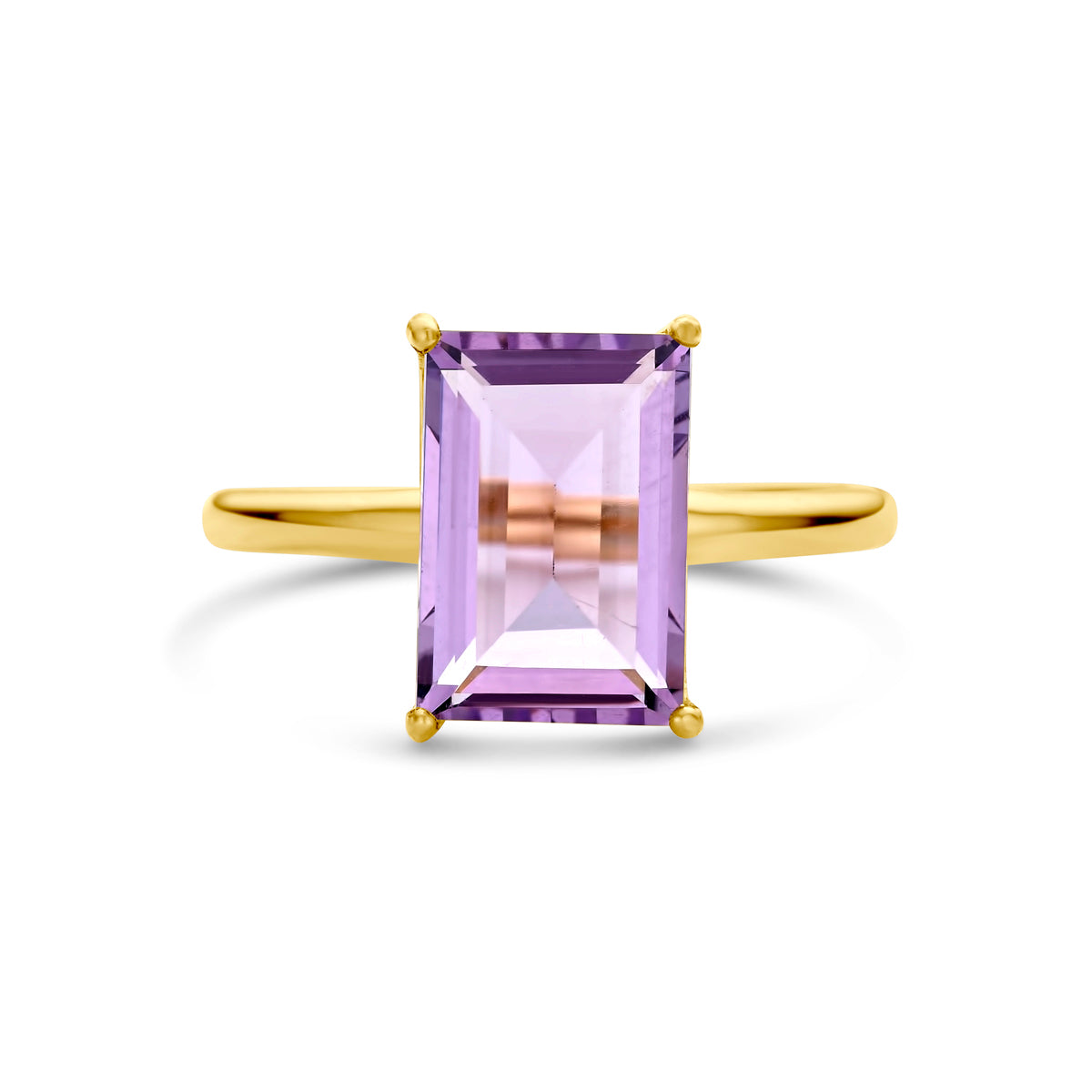 Ring amethist 14k geelgoud