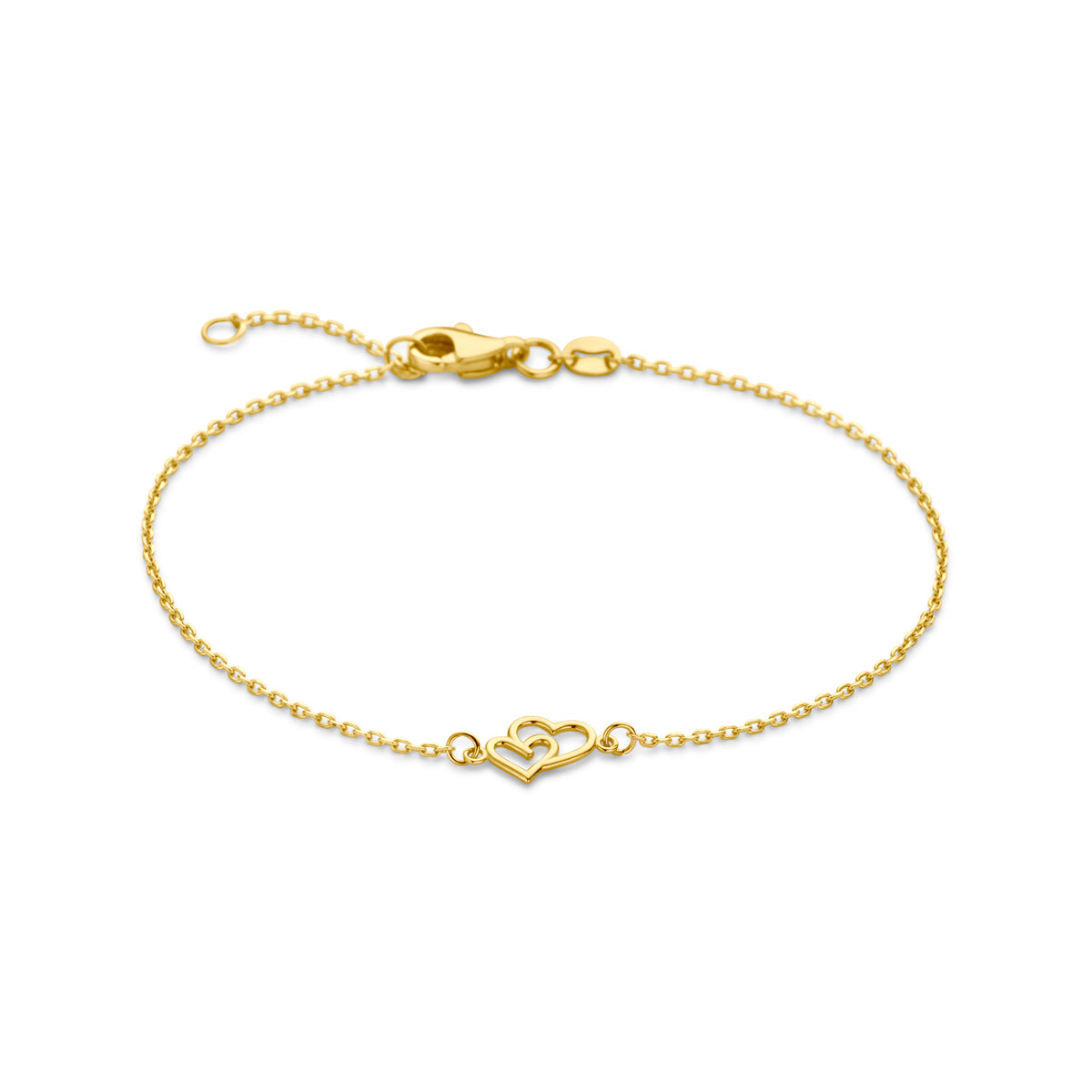 Armband hartjes 17 - 19 cm 14k geelgoud