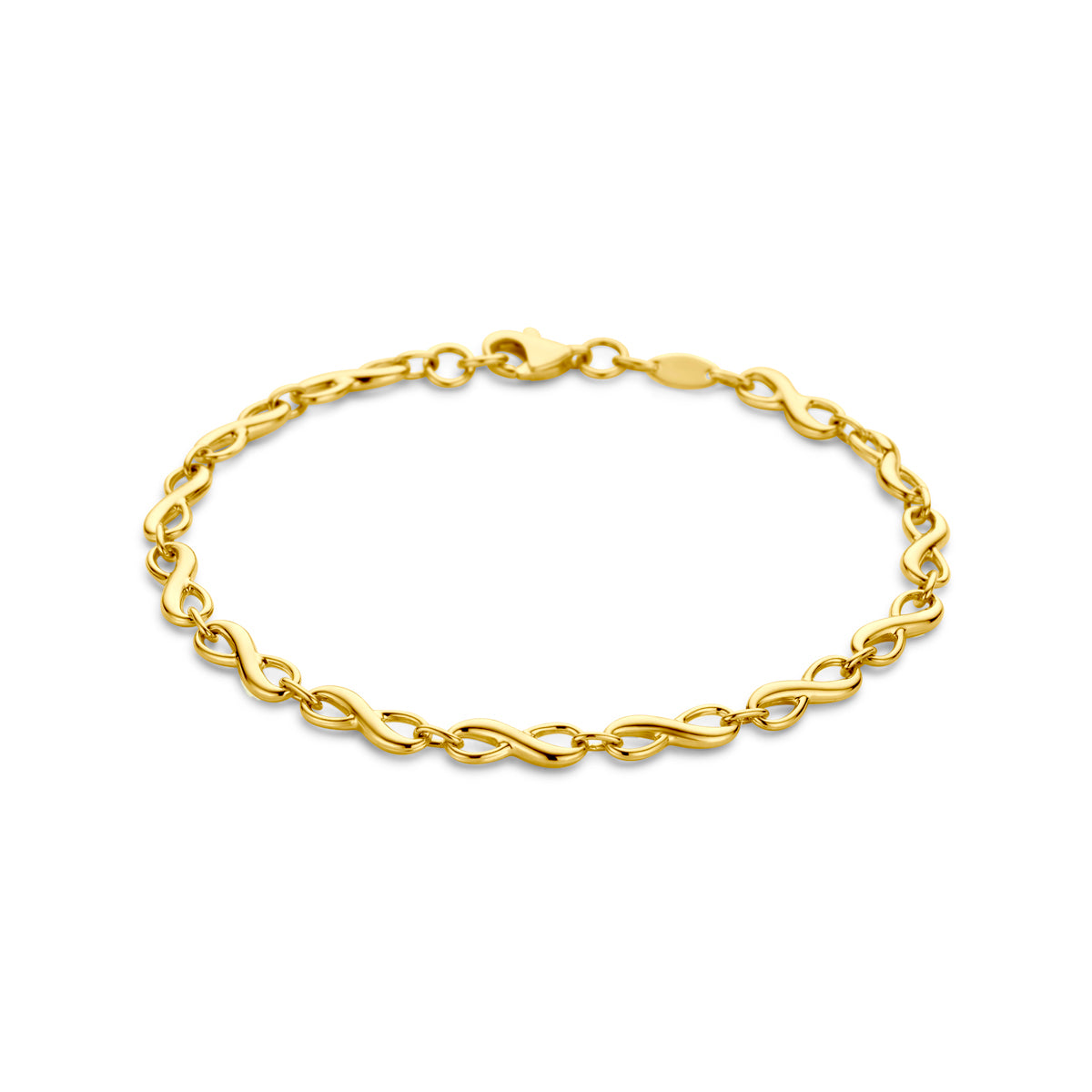 Armband infinity 4,0 mm 18,5 cm 14k geelgoud
