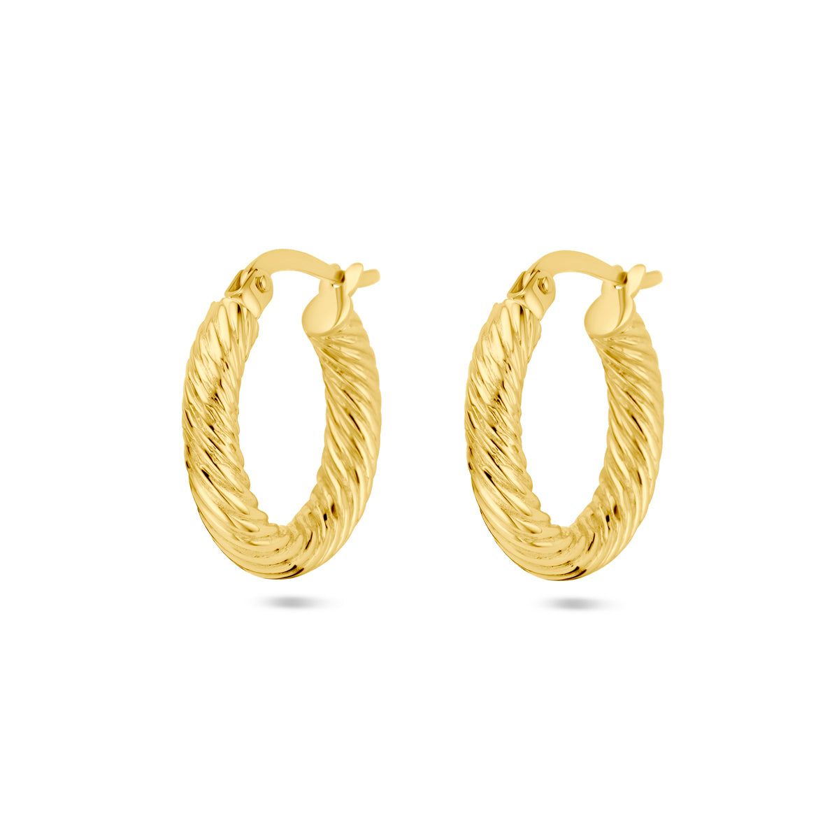 Oorringen gedraaide buis 14k geelgoud