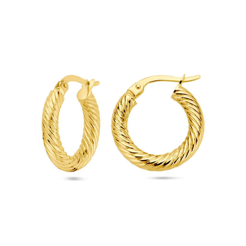 Oorringen gedraaide buis 14k geelgoud