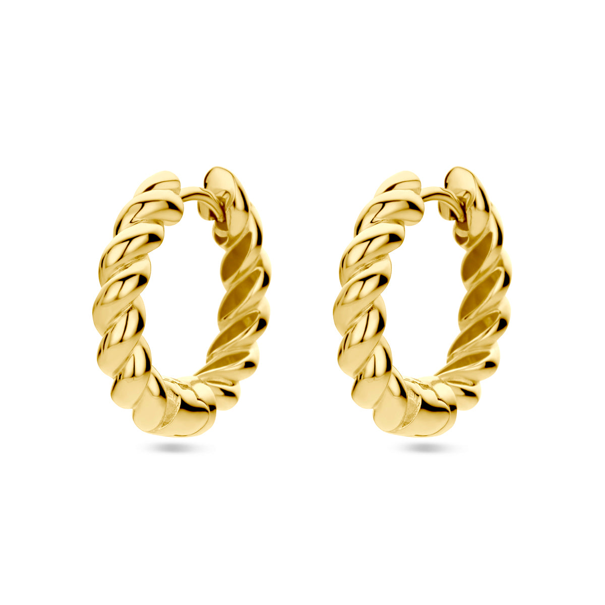 Klapoorringen gedraaid 14k geelgoud