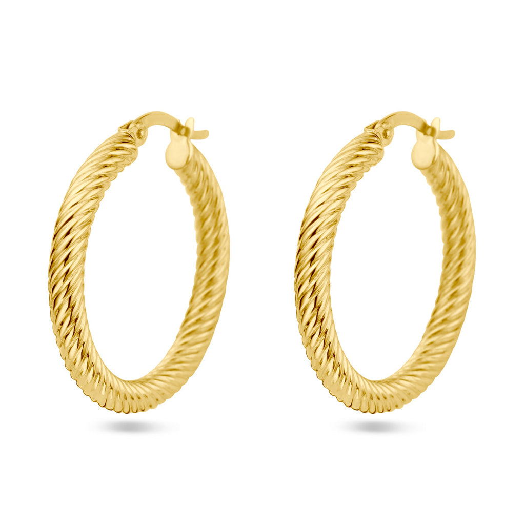 Oorringen gedraaide buis 14k geelgoud