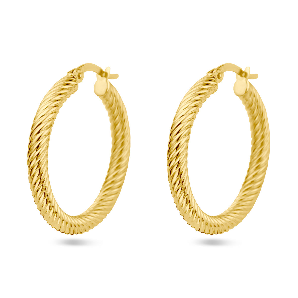 Oorringen gedraaide buis 14k geelgoud