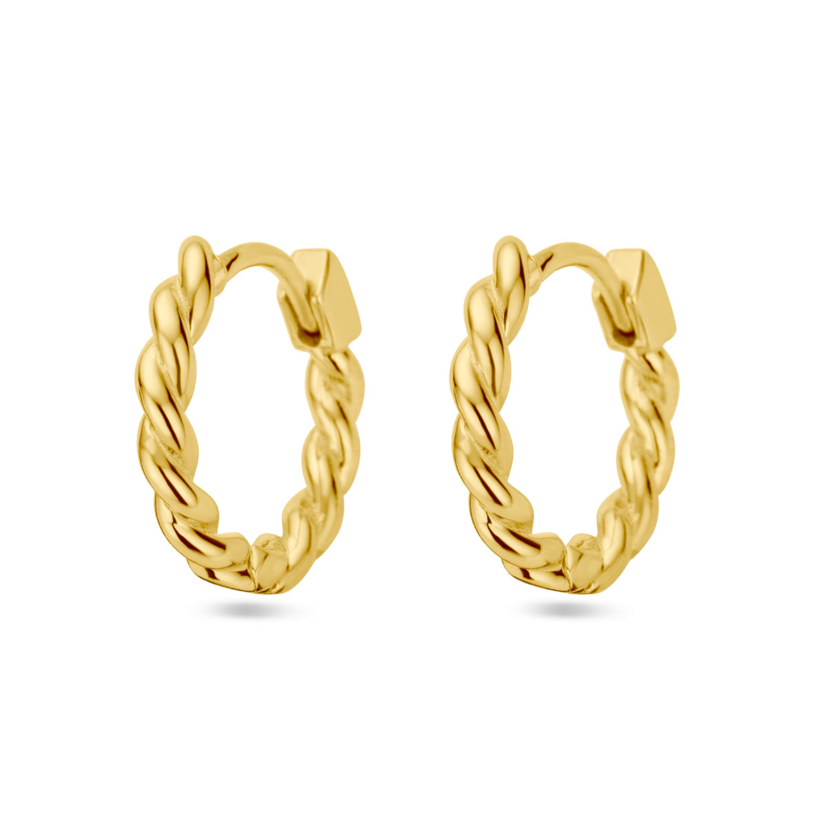 Klapoorringen gedraaid 14k geelgoud